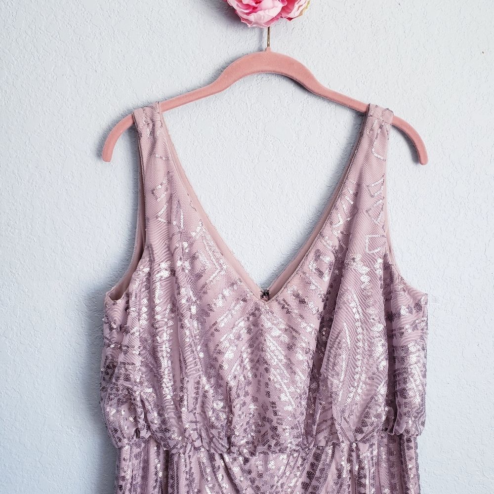 Marina Rose Gold Sequin Mesh V-neck Dress - Picture 5 of 10